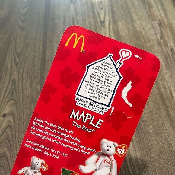 TY Ronald McDonald House Charity Teenie Beanie 1999 Maple The Bear Cream - Picture 4 of 6